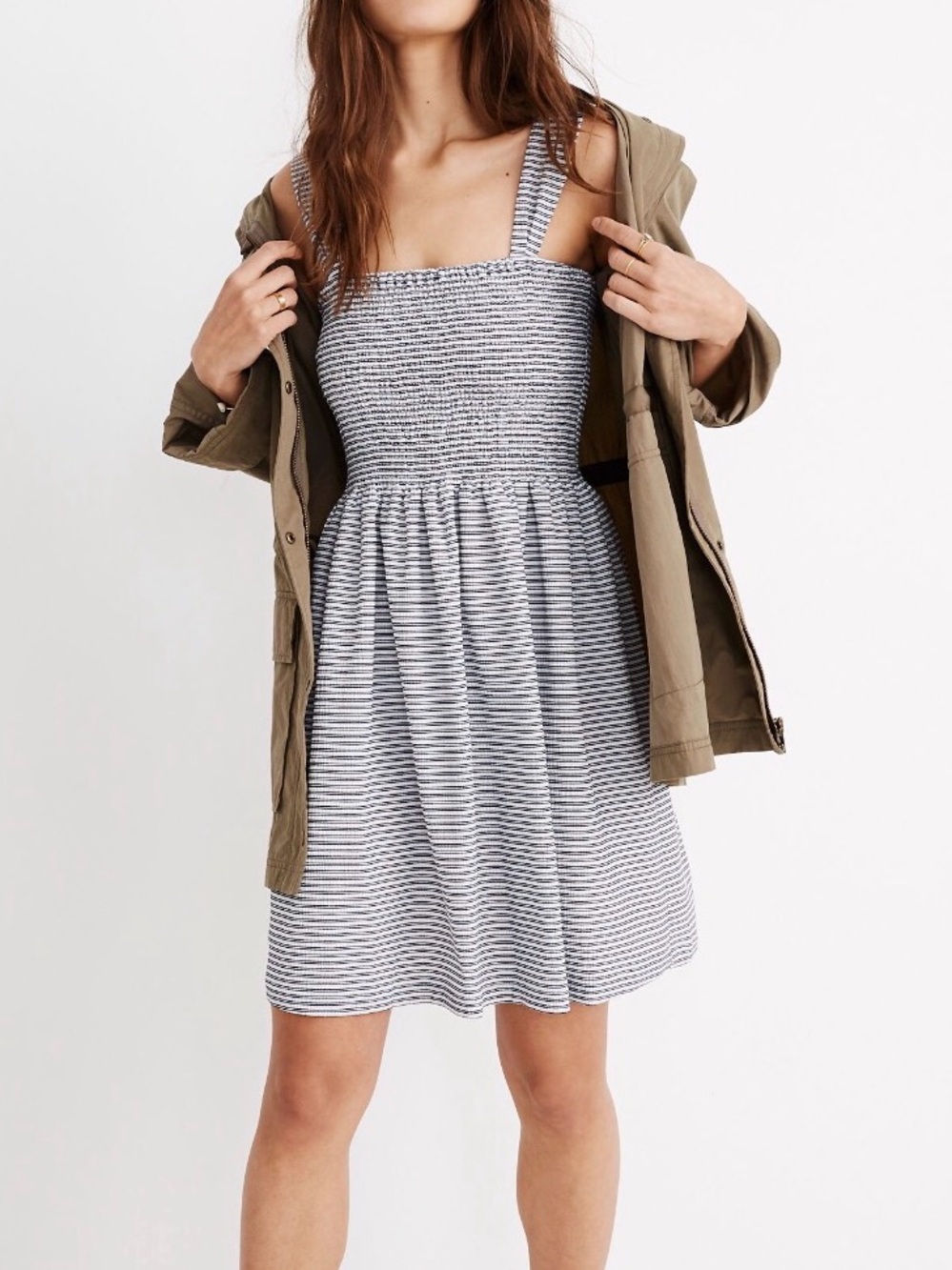 Striped Smocked Sundress - Navy/White